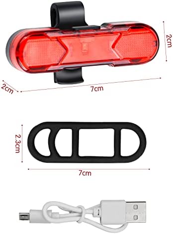 Nerissa Rear Bike Light LED Red Bike Tail Light USB Rechargeable Bicycle Taillight Waterproof High Brightness Bike Back Light for Cycling Helmet Backpack Safety Warning, 4 Steday/Flash Modes