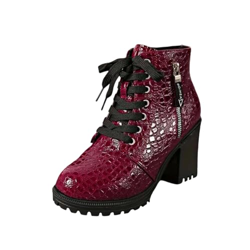 Bottes courtes décontractées pour femme à talon épais et lacets collection 2026
