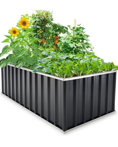 KING BIRD Orto RiAlzato in Metallo Galvanizzato, Fioriera Esterna per Verdure, Erbe, Fiori, 174x90x60cm, Verde Scuro