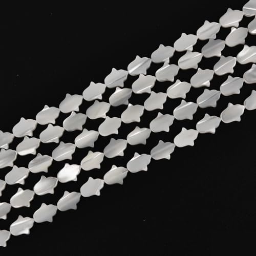 Image of HAAMIIQII Natural White Mother of Pearl Shell Beads 8x10mm Flower Shape Semi Precious Stone Loose Gemstone Beads for Jewelry Making Strand 15 Inch (37-39pcs)