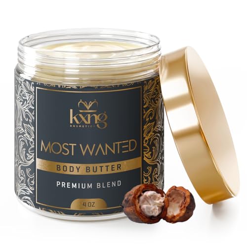 Image of KXNG Cosmetics Shea Body Butter Cream - 4oz | Organic Body Butter for Men & Women with Raw Shea, Cocoa, Mango & Coconut Oil | Moisturizing Cream for All Skin Types - Most Wanted