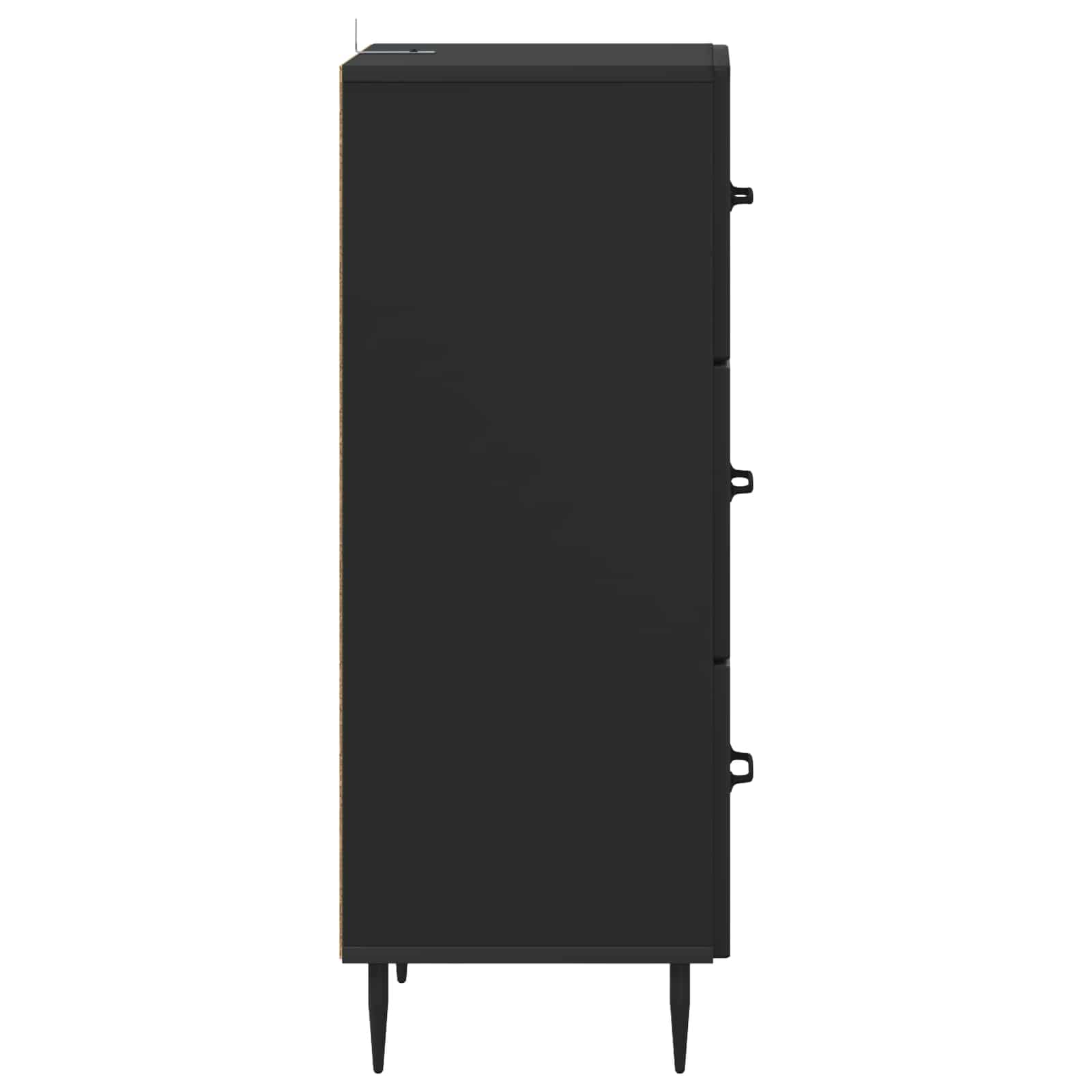 Cassettiera nera in legno, 33 x 34,5 x 89,5 cm, con 3 cassetti, per ufficio, soggiorno, corridoio, versatile, multiuso