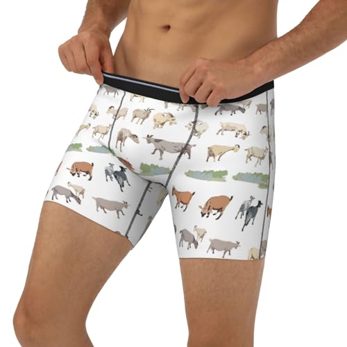 Painted Cute Goat Mens Extended Underwear Length Boxer Briefs Comfort Breathable Underwear For Men