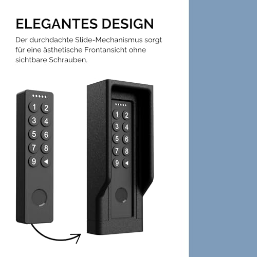Cleverstation Wandhalterung - passend für Nuki Keypad 2 Türschloss mit Fingerabdruck, Fingerprint Türöffner Halter, Türschloss Smart Halterung, Smartes Türschloss Wandmontage mit Dach (schwarz)