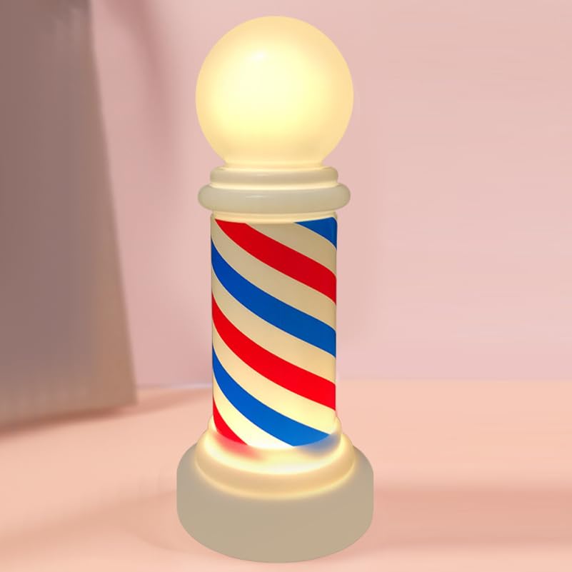 Image of FOMIYES Hair Salon Pole Light: Red White Blue Rotating Neon Sign - Professional Barber Shop Decor - Ideal for Salons, Barbershops, and Storefronts - USB Powered (Batteries Not Included)
