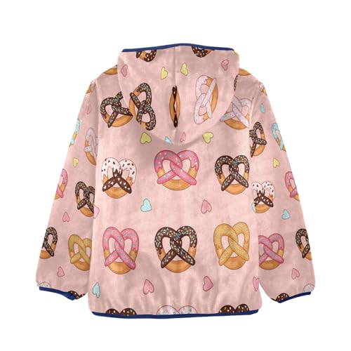 Pretzels with Sprinkles on Pink Toddler Fleece Jacket Girl Boys Hooded Fleece Jacket Coat Warm Outwear Zip-up 3-10T2
