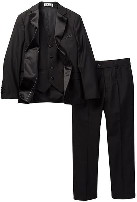 AXNY Boy's 2-20 Modern Fit 3-Piece (Jacket Vest Trousers) Satin Notch Lapel Formal Tuxedo Suit Set