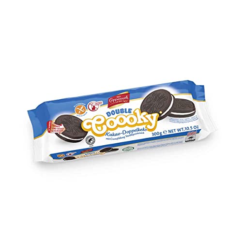 Galletas de Chocolate y Vainilla - Sándwich Relleno con Crema de Vainilla - Snack Sin Gluten y Sin Lactosa - Double Coooky 300g - Coppenrath