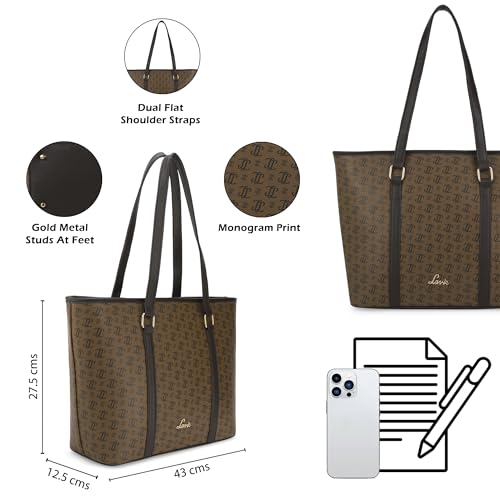 Image of Lavie Women's Mono LL Meryl Tote Bag for Women | Tote Handbag for Work | Ladies purse | Stylish Shoulder Bag | Gift for Women