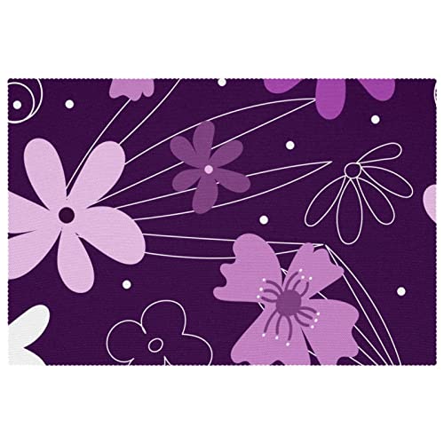 Set de table abstrait violet floral 30x45 cm de table moderne et antidérapant pour repas - 2