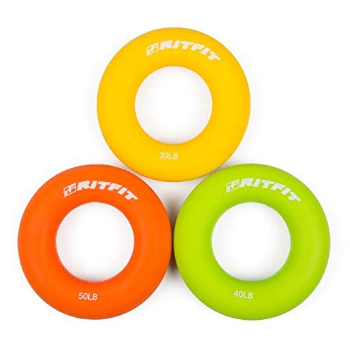Hand Grip Strengthener Rings,A Forearm Wrist & Finger Exerciser,Life Time Warranty!Perfect Trainer for Rock Climbing, Athletes & Musicians Stress Relief & Rehabilitation,Set of 3 Resistance Levels.