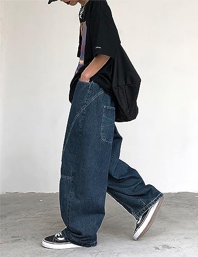 Mens Baggy Jeans Y2K Emo Alt Grunge Cargo Pant Aesthetic Demin Jogger Hiphop Tripp Streetwear3