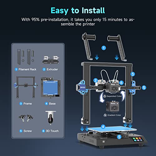 Geeetech Upgraded Multicolor 3D Printer, Dual Extruder Fdm 3D Printer With 3D Touch Auto Leveling, Double Z-Axis And Silent Mainboard Filament Sensor, Large Print Size 10X10X10.2 Inch, Mizar M #TOP1