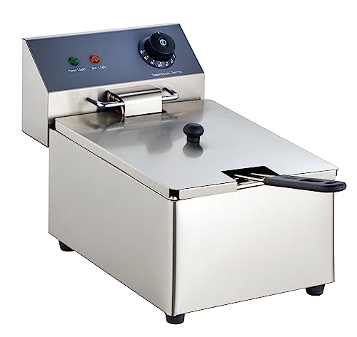 GastroHero Elektro Fritteuse 6L I Edelstahl-Fritteuse mit Thermostat und Überhitzungsschutz I Kompakte Gastro Fritteuse ideal für Restaurants und Gastronomie