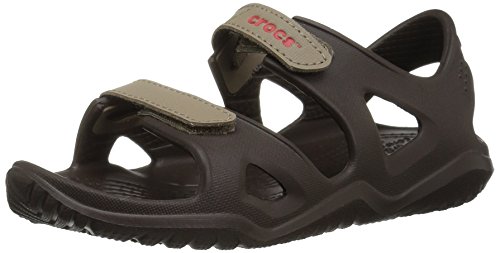 Crocs Unisex-Kid's Swiftwater River Sandal Flat, Espresso/Khaki, J3