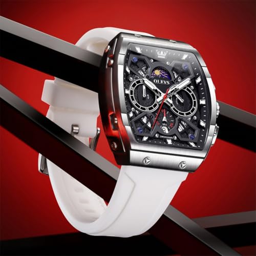 Image of OLEVS Mens Watches Stylish Chronograph Waterproof Luminous Silicon Strap Multifunction Watches for Men Business Men Wrist Watch