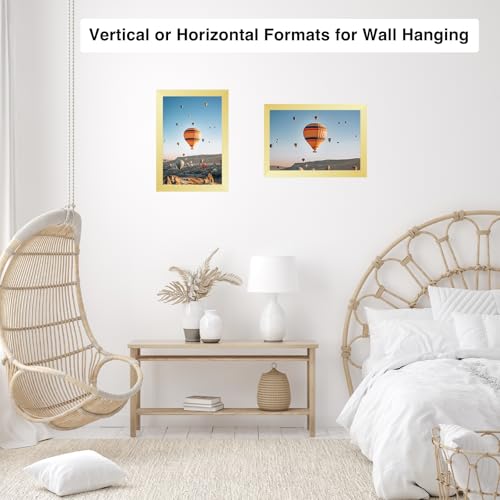 Image of JCJMY 8x13 Picture Frame Gold for Wall Hanging or Tabletop, Wall Mounting Horizontally or Vertically, 8 x 13 Wall Gallery Poster Photo Frame with Shatter Resistant Plexiglass, Gold