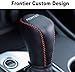 XITER For Genuine Leather Gear Shift Knob Cover Car Protect Accessories Case For Nissan Frontier 2022 2023 2024 2025 2026 (Red Stitches)