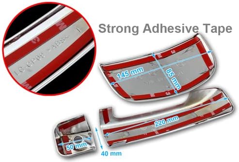 Mirror Chrome Adhesive ABS Door Handle Cover Cap 6 Pieces Compatible with 2007-2017 Toyota Tundra 2DR Double Cab Only, 2008 2009 2010 2011 2012 2013 2014 2015 2016