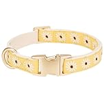 YUDOTE Soft Corduroy Dog Collar with Jacquard Ribbon Premium Patterned Floral Collars for Medium Dogs Daily Use,Yellow