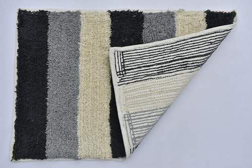 Image of Embossed Super Soft Anti Skid (40x60 cm) Super Absorbent Mats Microfibre 2000 GSM Door Mats for Home /Bathroom /Bedroom /Kitchen /Floor Mat (Pack of 1) Pattren - Solid (3 line Grey)