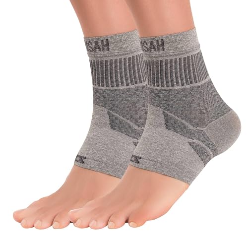 Zensah Ankle Support - Compression Ankle Brace - Great for Running, Soccer, Volleyball, Sports - Ankle Sleeve Helps Sprains, Tendonitis, Pain (Large, Heather Grey - Pair)