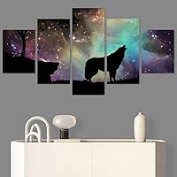 SIGNWIN 5 Panel Canvas Wall Art Modern Art Animals Colorful Decorative Elements Multicolor Photography Silhouette for Home Decorations Ready to Hang - 60