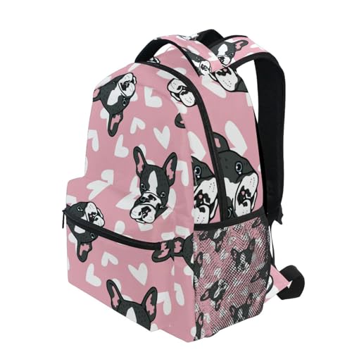 Sac à dos ordinateur portable imperméable avec compartiments renforcés motif bouledogue