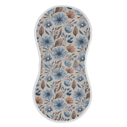 Muslin Baby Burp Cloths, Blue Flowers Cotton Soft Burp Cloths for Newborns​​, Extra Absorbent Burp Cloths 2-Pack​​, 22 x 11 Inch2