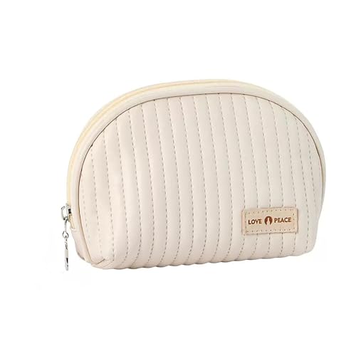 Small Makeup Bag for Purse Mini Cosmetic Pouch Waterproof Makeup Organizer for Women Small Cosmetic Bag PU Leather Travel Makeup Bag Lipstick Bag with Zipper Beige