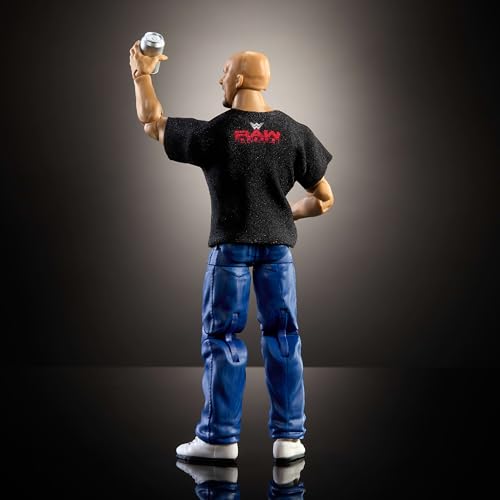 Mattel WWE Top Picks Elite Action Figure & Accessories Set, “Stone Cold” Steve Austin 6-inch Collectible with Swappable Hands, Ring Gear & 25 Articulation Points - image 6