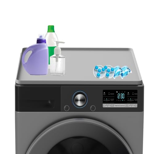 TCASH Washer and Dryer Covers for the Top, 23.6" x 19.7" Washer and Dryer Top Protector Mat, Rubber Anti-slip Washing Machine Cover, Reusable Washer Dryer Countertop Cover for Home Laundry Guard (1P)