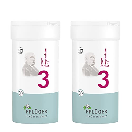 PFLÜGER Schüßler Salze Nr. 3 Ferrum Phosphoricum D12-800 Tabletten (2x 400 Tabl.) - Das Salz des Immunsystems der Energie und Abwehrkraft - Glutenfrei
