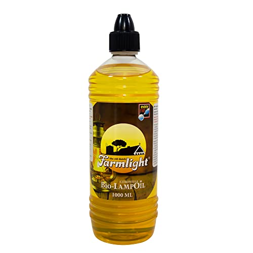 Farmlight Huile de Lampe Bio à la Citronnelle – 1L Huile de Paraffine Naturelle – Parfum Frais & Agréable – Idéale pour Lampes à Huile, Torches de...