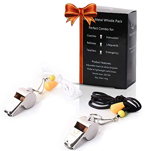 [Voted No.1 Whistles] Premium Metal Whistle Pack of 2 with Adjustable & Removable Lanyard. Ideal for Survival, Teacher, Football/Basketball/Soccer Coach, Sports, Safety, Emergency or Protection! - Thumbnail 2