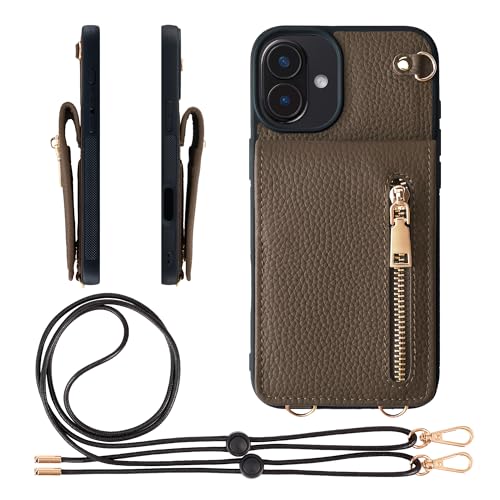 HANATORA for iPhone 16Plus �P�[�X �{�v �X�}�z�P�[�X �X�}�z�V�����_�[ �J�[�h�|�P�b�g �X�^���h �V�����_�[�X�g���b�v �t�� �V�������N�J�[�t���U�[ �R�C���P�[�X ���K���� �g�[�v SCPGGZ-16Plus-Taupe