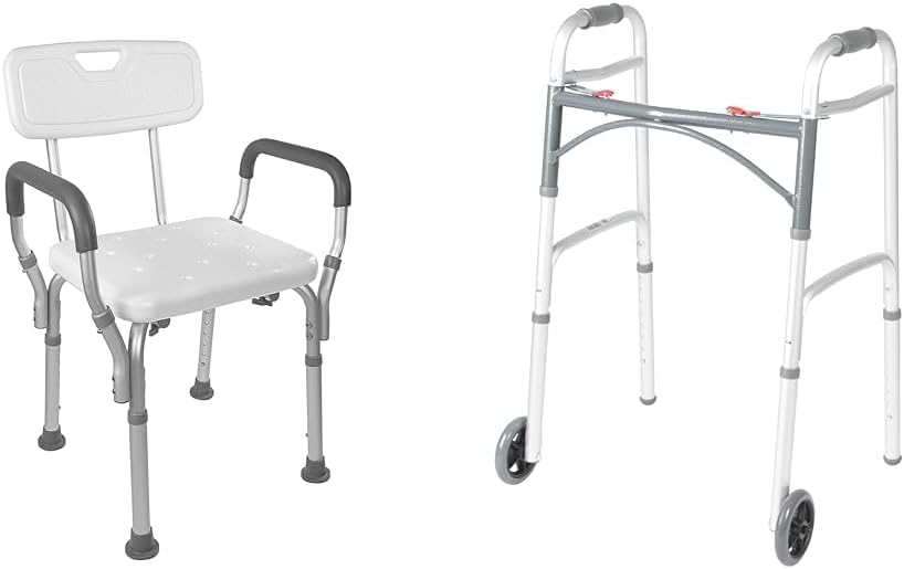 Vaunn Shower Chair Bath Seat with Padded Arms, Removable Back and Adjustable Legs