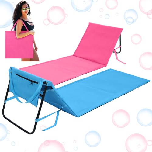 Lineshading Paquete de 2 sillas de playa portátiles para adultos y parejas, tapete de bronceado plegable, ligero, tumbona de playa, posición ajustable, sillas de césped para patio, tumbona al aire