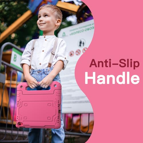 Image of JETech Kids Cover Case for iPad (A16) 11th /10th Generation (2025 /2022) with Built-in Screen Protector, Shockproof Full-Body Handle Stand Tablet Protective Cover (Pink)