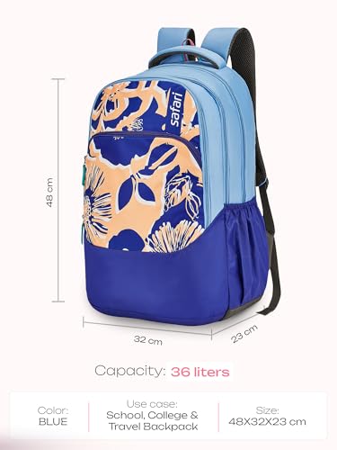 Image of Safari Cloudflora School Bag For Girls, Capacity - 36L, 3 Compartments Backpack For kids