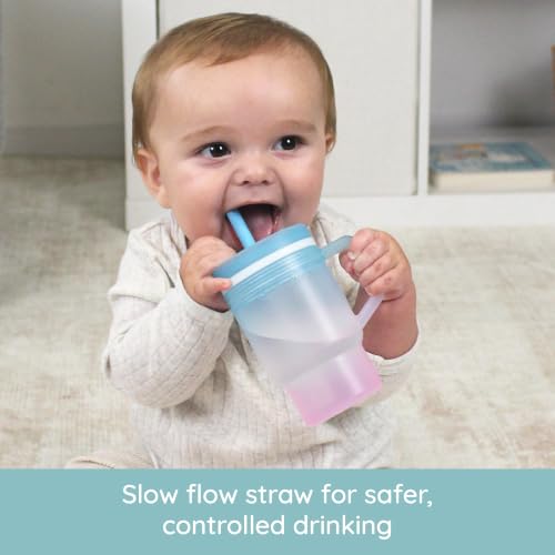 Image of Infantino My 1st Tumbler Silicone Tumbler with Straw and Handle, Spill Resistant for On the Go, BPA Free, Twilight Bloom