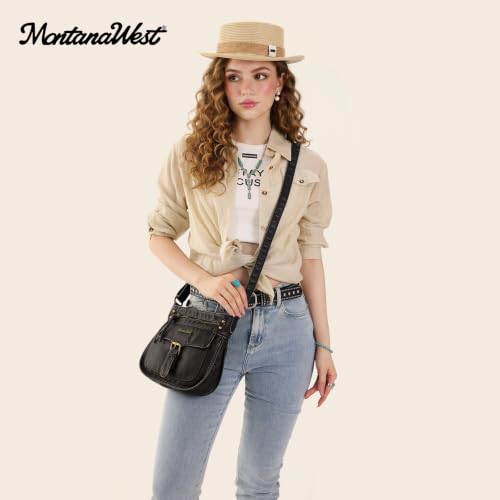 Image of Montana West Crossbody Bag for Women Multi Pocket Shoulder Medium Travel Purses Ultra Soft Washed Leather
