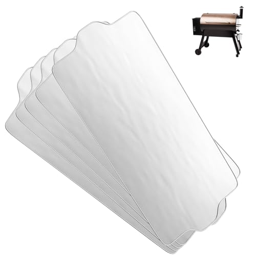 PLUSBROIL BAC410 Grill Drip Tray Liner 5 Pack Reusable Aluminum Drip Pan Liner for Traeger Pro 34 Texas Elite 34 Eastwood 34 & Timberline 1300 Grills BCA006 Drip Tray Replacement Grill Accessory
