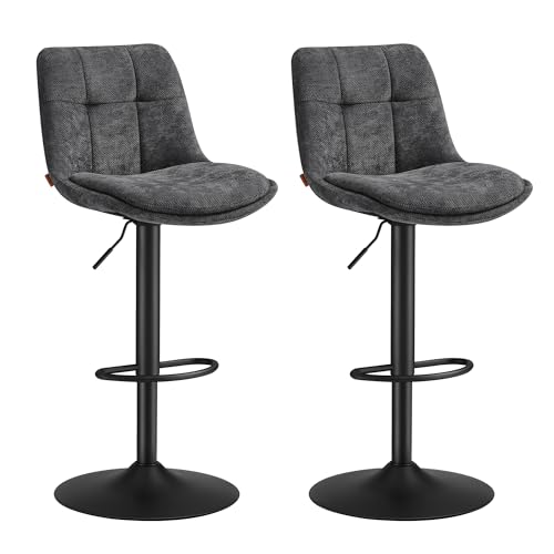 VASAGLE Tabourets de Bar, Lot de 2, Chaise de Cuisine, Siège Pivotant à Hauteur Réglable, avec...