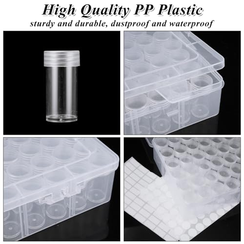 Image of 2Pack 60 Diamond Painting Storage Containers Plastic Bead Organizer Box with Label Sticker, Diamond Art storage Clear Bead Storage Containers Accessories for Seeds Sewing Craft Glitter Rhinestones