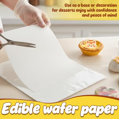 Oblatenpapier für Torten 10 Blatt, Esspapier Tortendeko, Waffelpapier für Torten Essbar, Reispapier Essbar, Din A4, Zum Tortenaufleger, Bemalen, Süßigkeiten