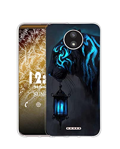 Sunrive Funda Compatible con Motorola Moto C Plus 2017, Silicona Slim Fit Gel Transparente Carcasa Case Bumper de Impactos y Anti-Arañazos Espalda Cover(Q Tigre 4)
