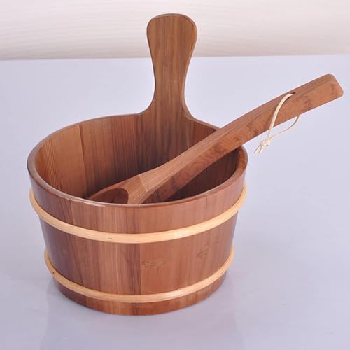 Sauna Bucket Set - Cedar Wood Sauna Bucket with Insert and Ladle | Essential Accessories for Sauna Experience