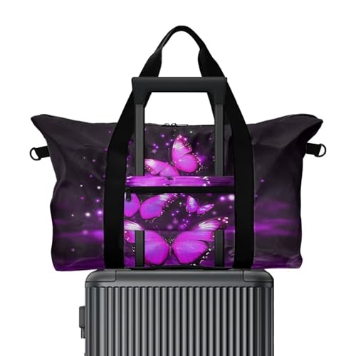 BIGCARJOB Bling Butterfly Duffle Bag for Travel Camping Butterfly Overnight Bags Carry On Personal Item Travel Bag Outdoor Gym Duffel Bags with Adjustable Strap2