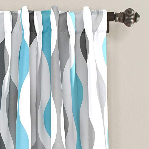 Lush Decor Mid Century Geo-Lichtfilter-Fenstervorhang, 132,1 x 213,4 cm (B x L), Blau und Grau